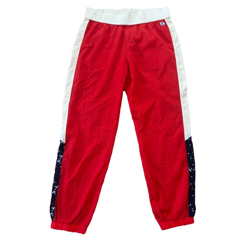 Juicy Couture Women Colorblock Jogger Pants L Vintage Red Cream Blue Floral